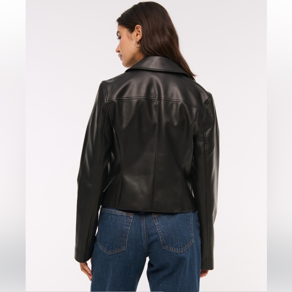 NWT Abercrombie Slim Zip Vegan Leather Jacket - Picture 4 of 7